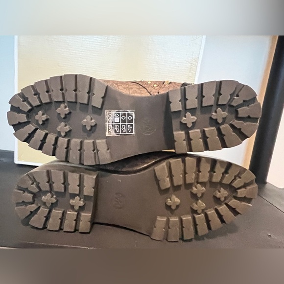 Michael Kors Brown and Gold Combat Boots with Luxe Details - Picture 3 of 8